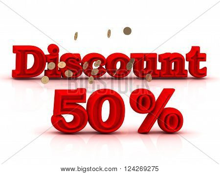 50 PERSENT DISCOUNT HOT PRICE Bright red keywords isolated on white background