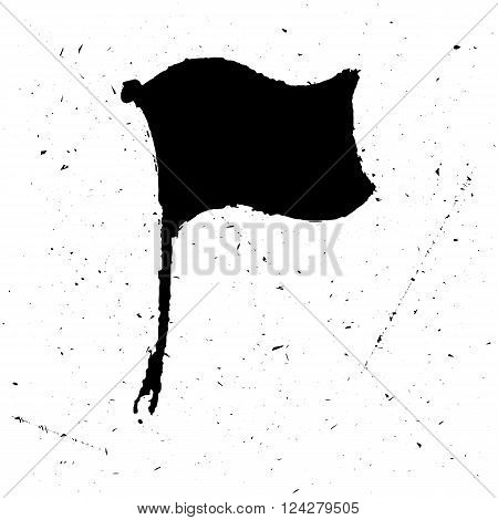The black isolated logo or poster of a flag in grunge style. Handwork, is suitable for the press on a t-shirt or just jewelry. Vector illustration