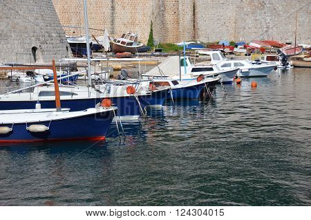 Motor yacht over harbor pier Croatia Europe