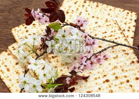 Pesach Still-life With Wine And Matzoh Jewish Passover Bread