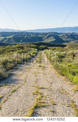 Long road leads down into the canyons of southern California.