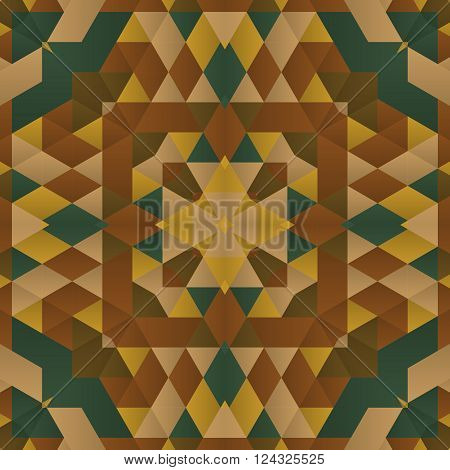 Symmetrical background element with bold geometrical patterns and stylized floral pattern. For wallpaper, pattern fills, web page background, surface textures for print and dalle production.