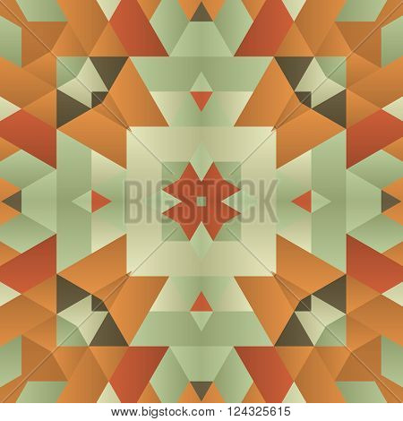 Symmetrical background element with bold geometrical patterns and stylized floral pattern. For wallpaper, pattern fills, web page background, surface textures for print and dalle production.