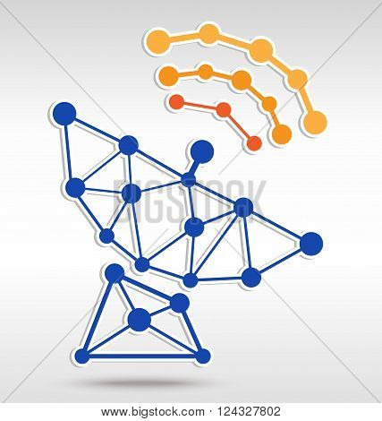 Antenna in dot network graphic and vector style