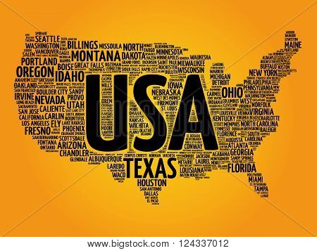 Usa Map Word Cloud