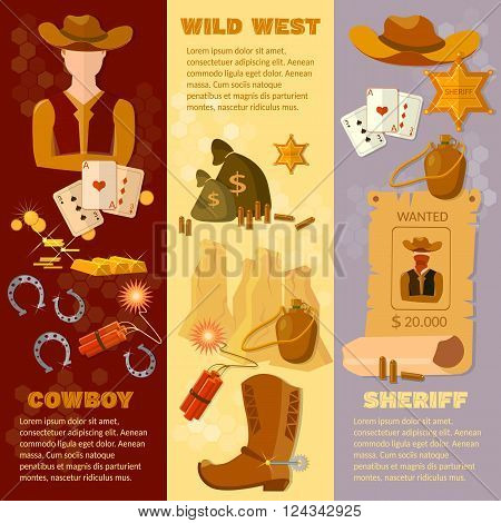 Wild west cowboy sheriff flat style banner