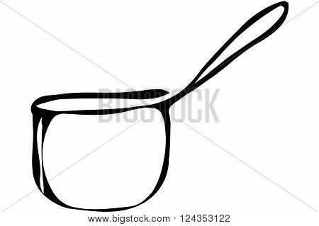 black and white vector sketch tableware metal ladle
