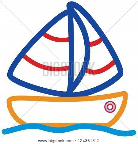 Ship sail childlike drawing EPS8 - vector graphics.