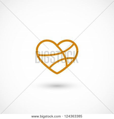 Vector illustration of a basketball heart on white background