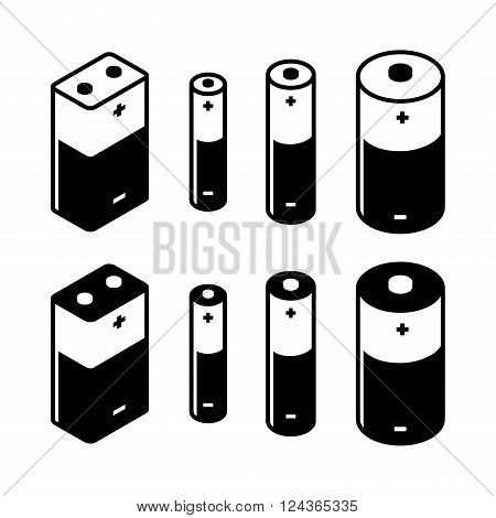 Battery Icons Set on White Background. Vector