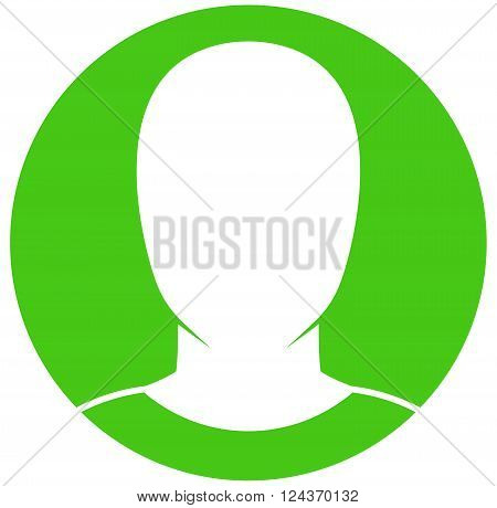 Man head green vector icon isolated on white