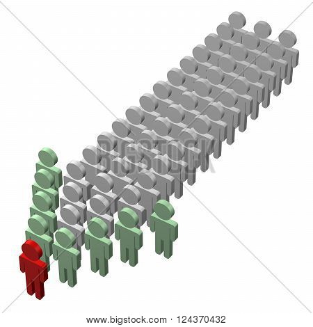 Concept : leadership, isolated on white background. 3D render.