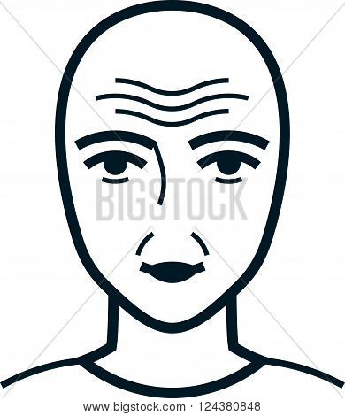 Face with wrinkles. Old wrinkled male or female simple vector illustration isolated