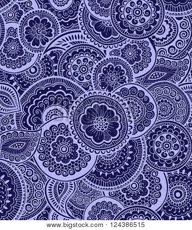 Decorative nature ornamental seamless pattern. Zen-tagle style and mehndi style.