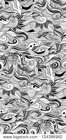 Decorative nature ornamental seamless pattern. Zen-tagle style and mehndi style.
