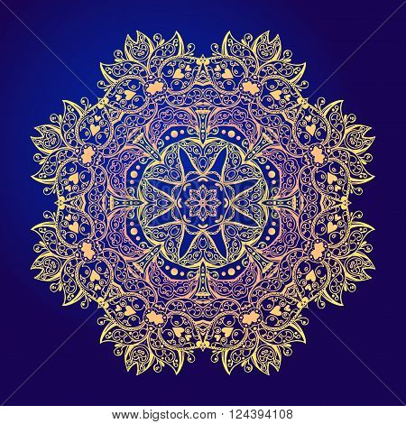 Mandala. Floral vintage round amulet. Indian Arabic Buddhist medallion. It can be used for tattoo prints on t-shirts design and ad restaurants wedding cards