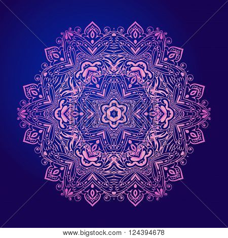 Mandala. Floral vintage round amulet. Indian Arabic Buddhist medallion. It can be used for tattoo prints on t-shirts design and ad restaurants wedding cards