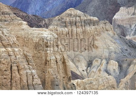 Sedimentary rocks near Lamayuru monastery, Ladakh, Jammu & Kashmir, India