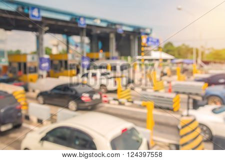 blurry of car in Toll collecting on the expressway in Bangkok Thailand