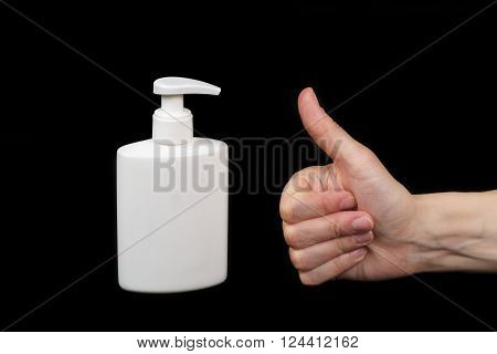Liquid Soap Dispenser And A Human Hand