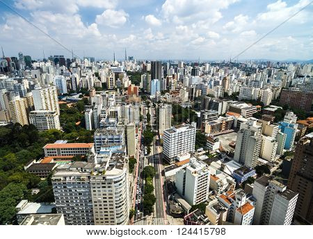 Aerial View of Consolacao Avenue Sao Paulo, Brazil