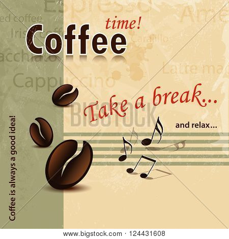 Take a break coffee background retro - abstract coffee cover concept