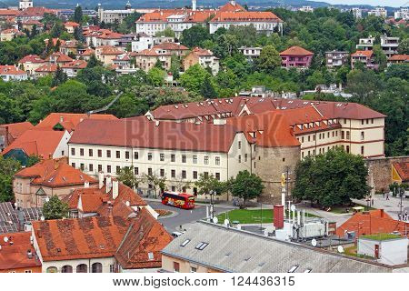 CROATIA ZAGREB 12 JUNE 2013: View of Zagreb city roofs Croatia
