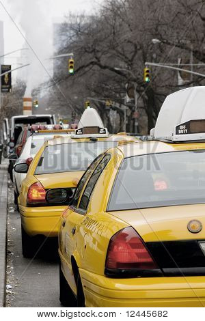 New York Fifth Avenue üzerinde çizgili taksi