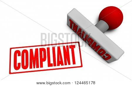 Compliant Stamp or Chop on Paper Concept in 3d