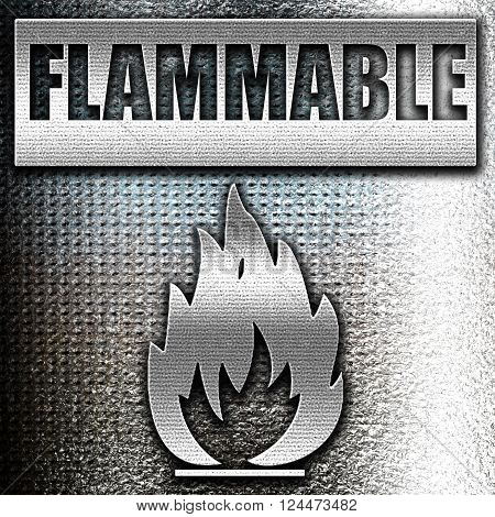 Grunge metal Flammable hazard sign with yellow and black colors