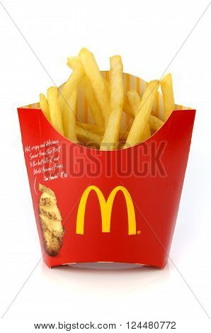 BANGKOK THAILAND-April 3 2016: McDonald's snack set. McDonald's Corporation is the world's largest chain of hamburger fast food restaurants serving around 68 million customers daily in 119 countries