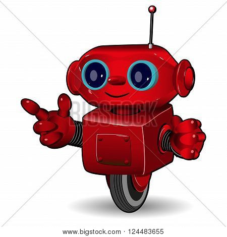 Illustration the red robot on the wheel