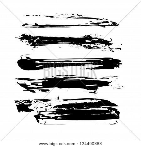 vector illustration. Brush Collection - grungy brush strokes isolated on white background