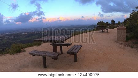 Panoramic view before sunset from the top of the hiking trail at Alta Laguna Park, 