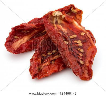 Dried tomatoes isolated on white background cutout