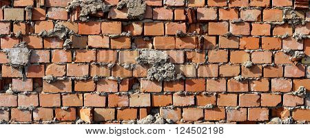 Wall made of bricks in an industrial area in Magdeburg