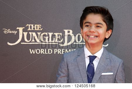 Neel Sethi at the Los Angeles premiere of 'The Jungle Book' held at the El Capitan Theatre in Hollywood, USA on April 4, 2016.