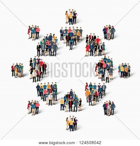 Isometric set of styles, man, symbol , web infographics concept vector illustration of a crowded square, flat 3d. Crowd point group forming a predetermined shape. Creative people. - Vector Illustration. Stock vector.