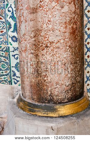 Beautiful ancient ottoman tiles and the column