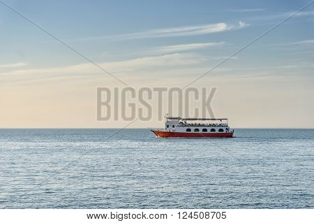 A ship in the middle of the arabian ocean