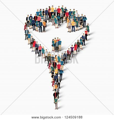 Isometric set of styles abstract symbol , carnival , web infographics concept vector illustration of a crowded square, flat 3d. Crowd point group forming a predetermined shape. Creative people. - Vector Illustration. Stock vector.