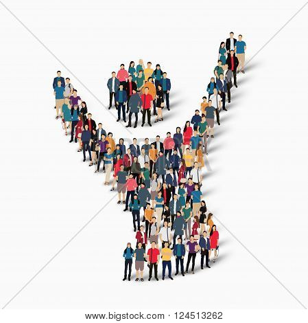 Isometric set of styles, praying sign , web infographics concept  illustration of a crowded square, flat 3d. Crowd point group forming a predetermined shape. Creative people. - Vector Illustration. Stock vector.