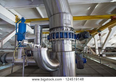 Saint-Petersburg Russia - March 1 2016: Brewhouse for beer and soft drinks plant. Vats and beverage containers.