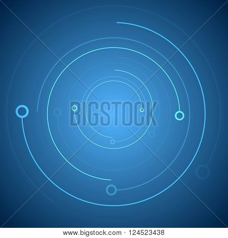 Abstract tech circle circuit board background. Blue technology vector design