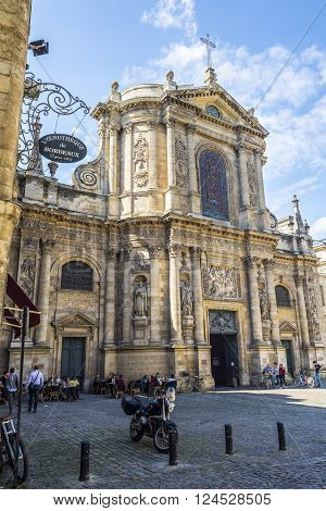 Bordeaux France - March 26 2016. Notre-Dame church. Notre Dame is the most baroque and romanesque style in Bordeaux Aquitaine. France.