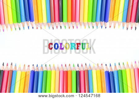 Space colourful pencils with white space , background