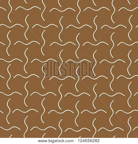 Seamless pattern white waves on brown background