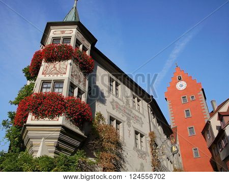 MEERSBURG, GERMANY - Nov 12, 2015: Historic old town of Meersburg in Germany on Nov 12, 2015. It is one of the most popular cities on Lake Constance.