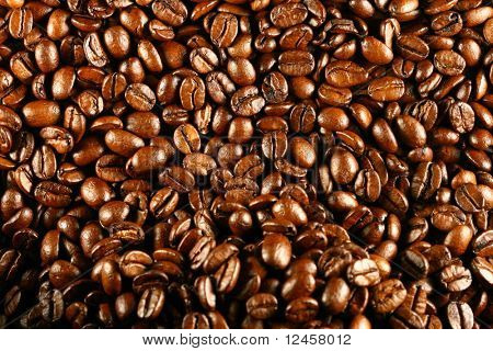 พื้นหลังอาหารกลิ่นหอมของเมล็ดกาแฟ