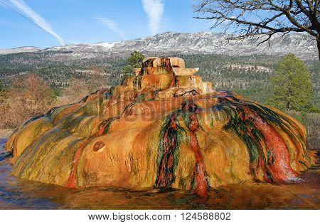 Colorado Hot Springs:  Geothermal activity creates colorful mineral deposits at the Pinkerton Hot Springs in southwest Colorado.